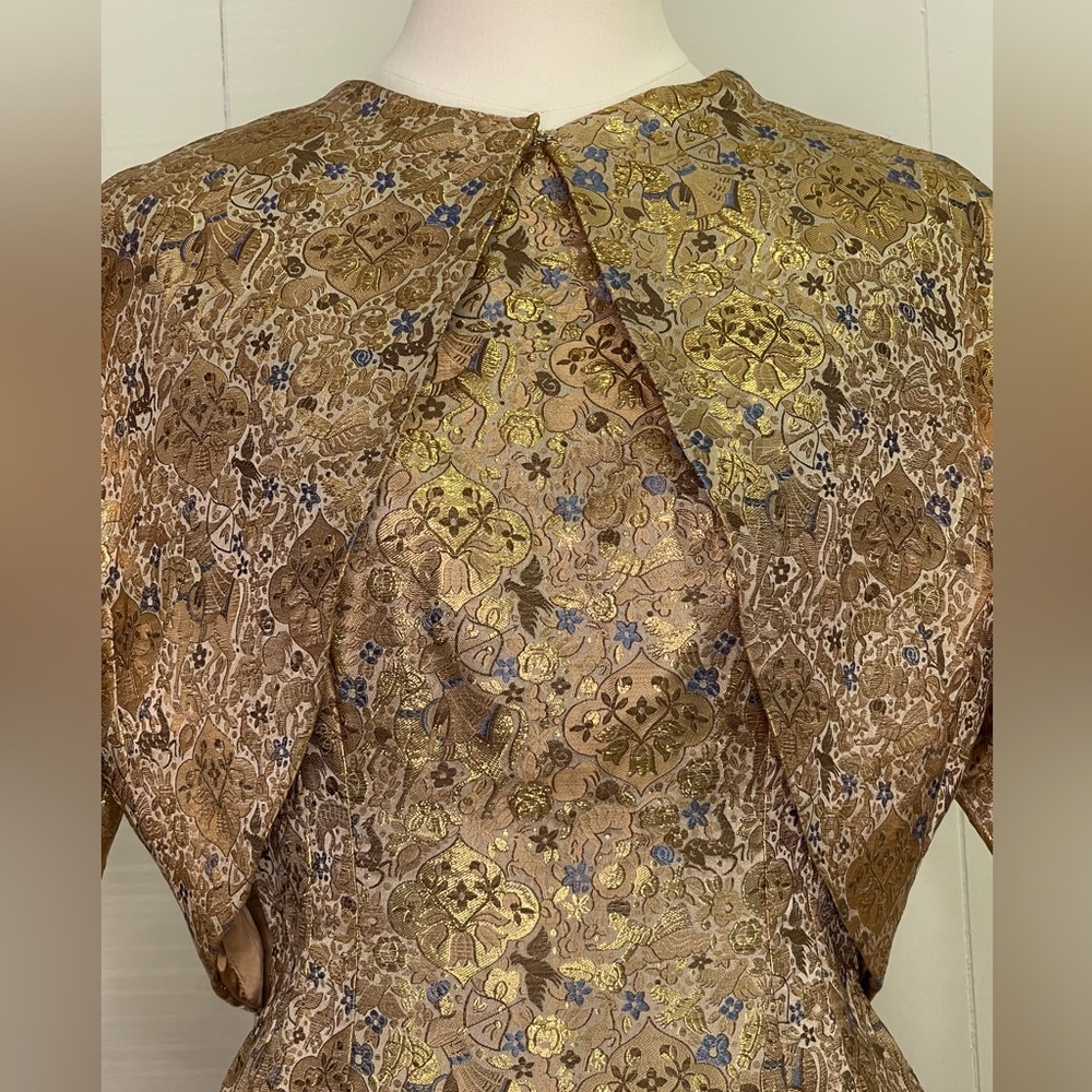 Vintage 1950’s Metallic Novelty Brocade Wiggle Dress & Matching Jacket Set